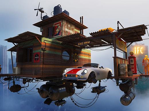 加油站（个人主页-ZNTEyNDUyNTI=） - 场景 - 站酷设计师唐小也369原创素材 - 站酷ZCOOL