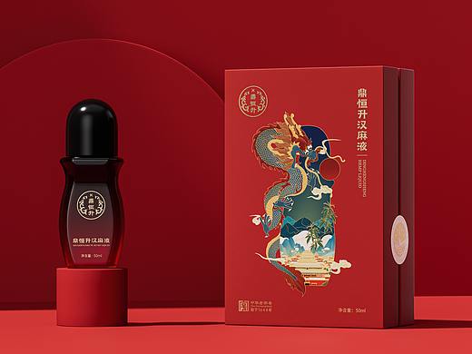 国潮礼盒包装设计&鼎恒升汉麻液