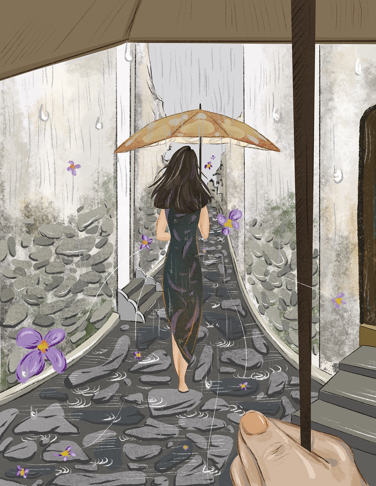 雨巷|插画|商业插画|yaxianne_原创作品-站酷zcool