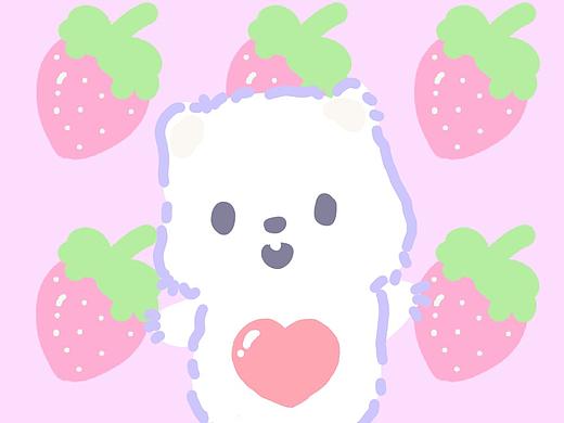 草莓小袋熊原创可爱小袋熊插画系列
