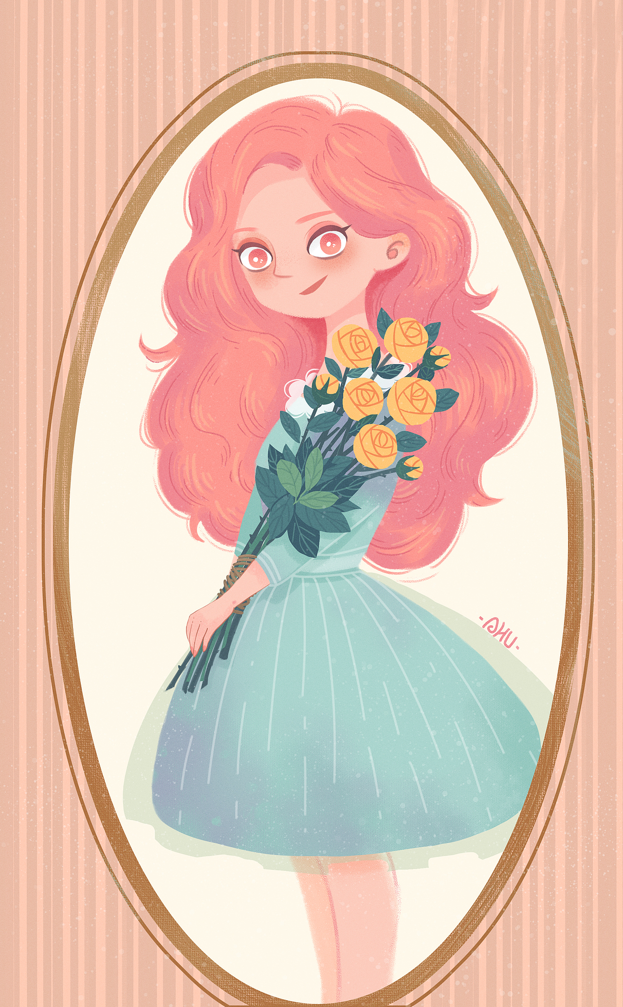 抱黄玫瑰的姑娘（图ZMTgwNzAxOTg4） - 创作习作 - 站酷设计师阿鹄777原创素材 - 站酷ZCOOL