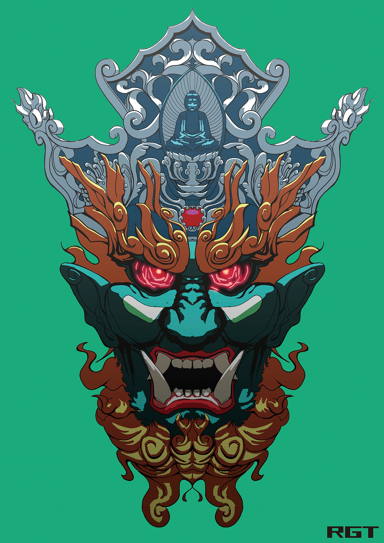 傩魂（图ZMjQzMDAxODM2） - 新锐潮流插画 - 站酷设计师RGT_tutu原创素材 - 站酷ZCOOL