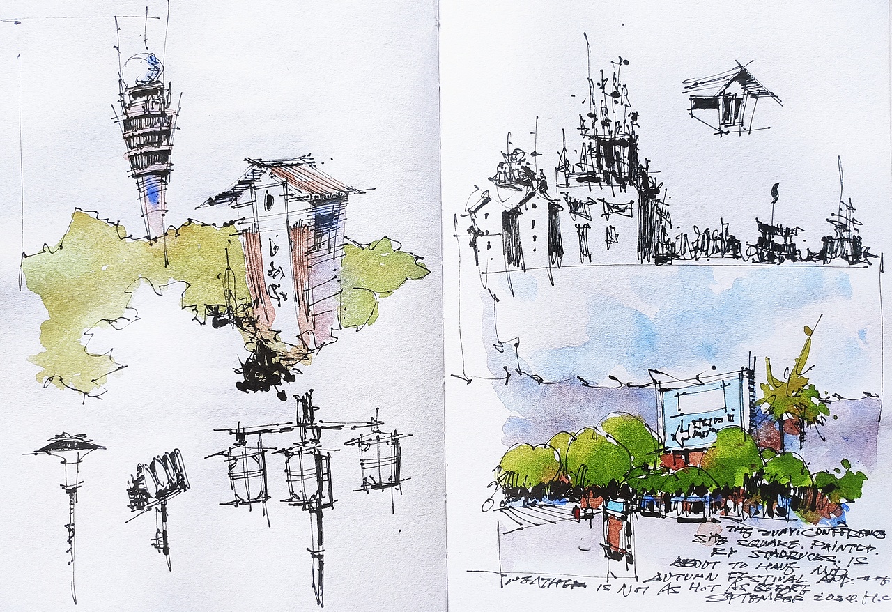 《钢笔淡彩建筑风景速写》