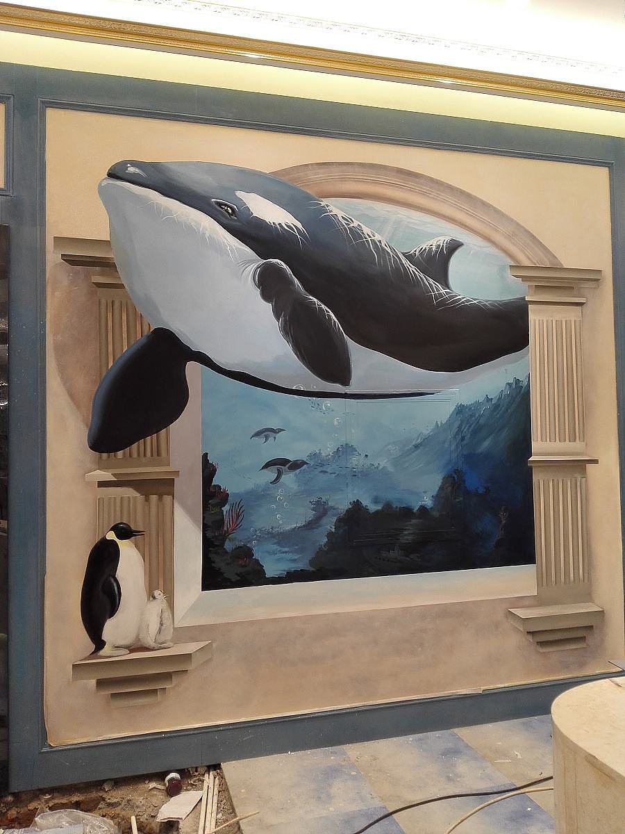 手绘3d立体画 3d墙绘 3d立体壁画 创意3d壁画