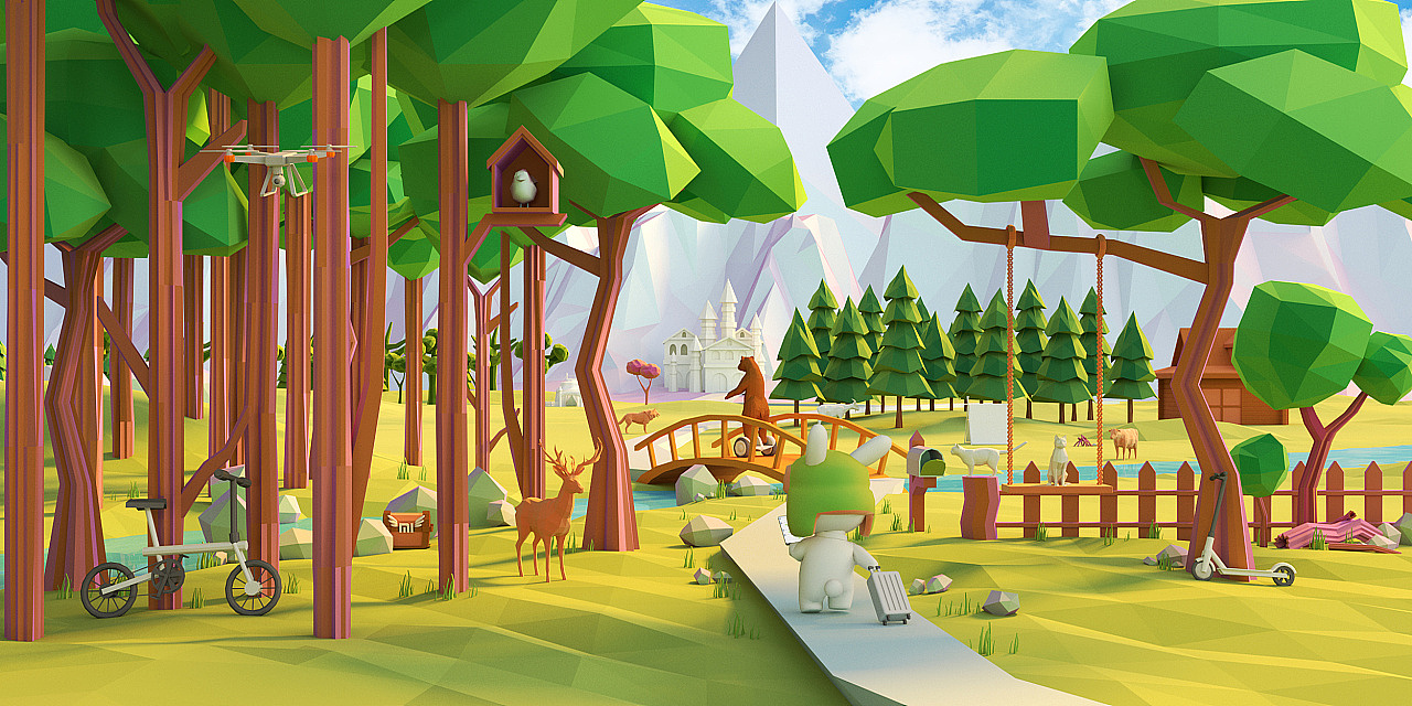 2 c4d oc 全景森林