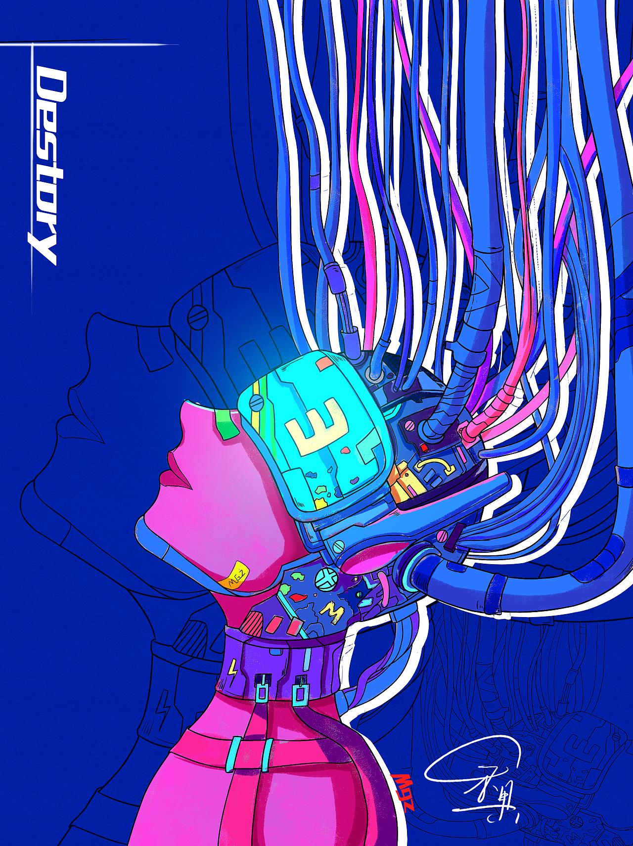 赛博朋克风插画