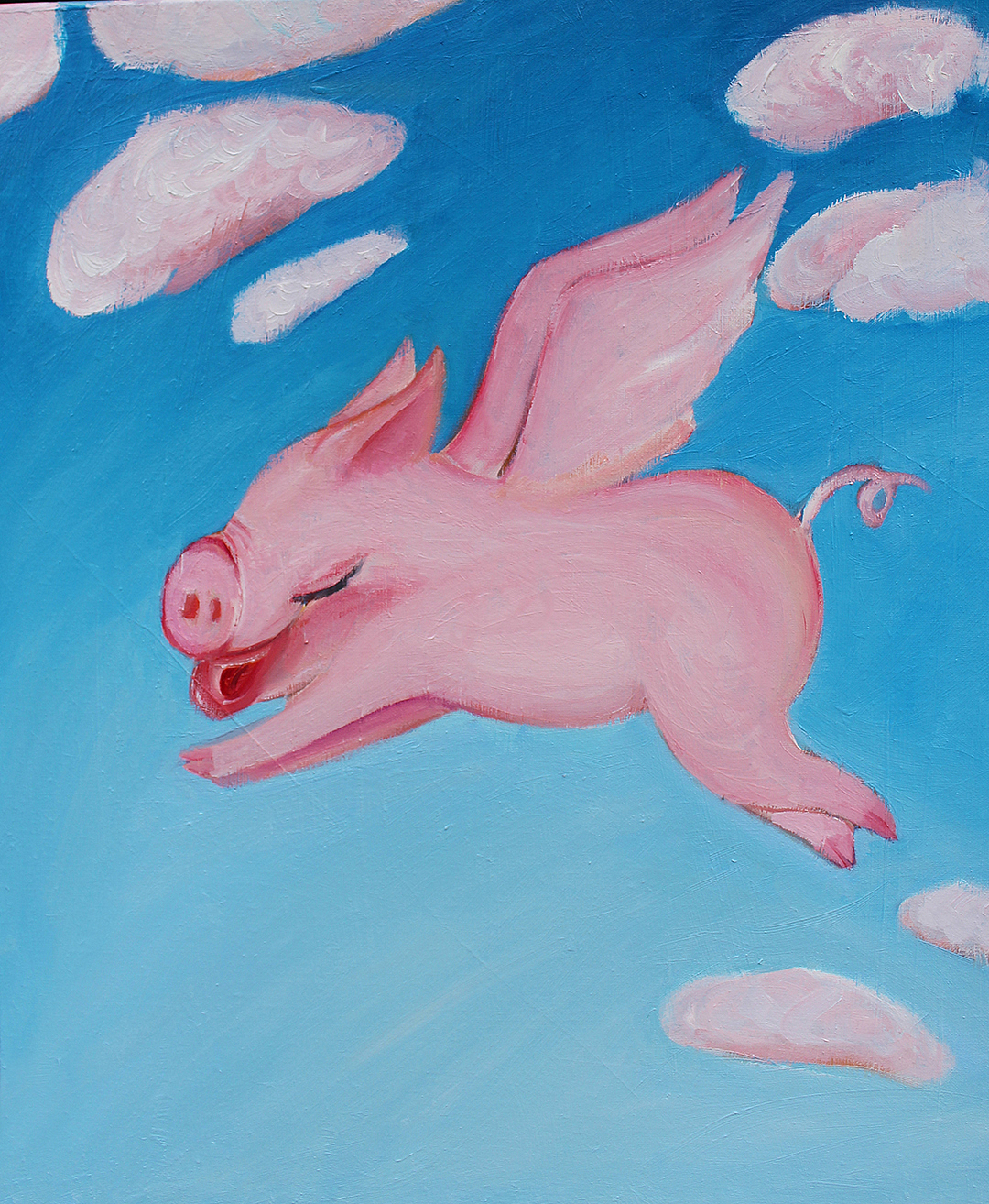 油画创作:十二生肖猪之系列《美梦成真》