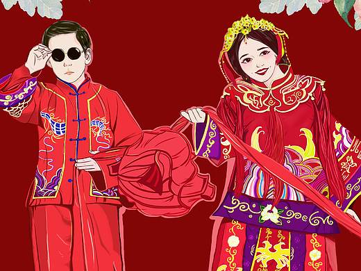 婚礼手绘插画