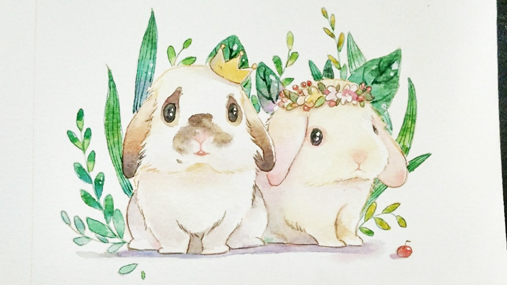 水彩兔子