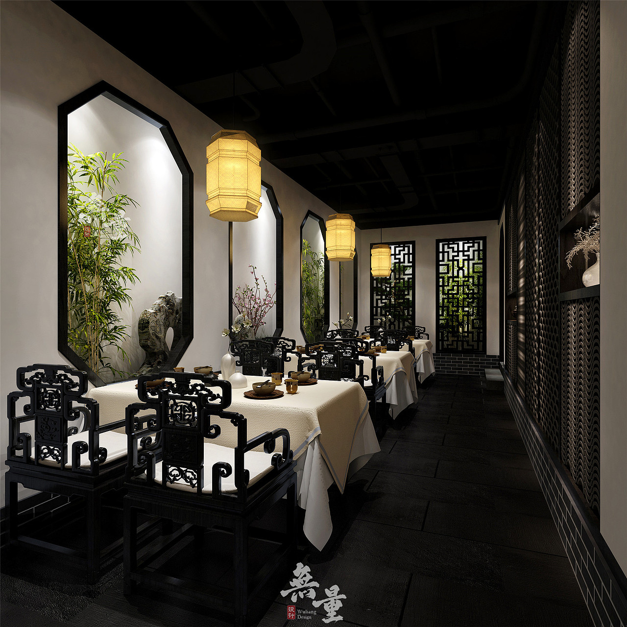 西安专业中餐厅设计墨语江南徽菜