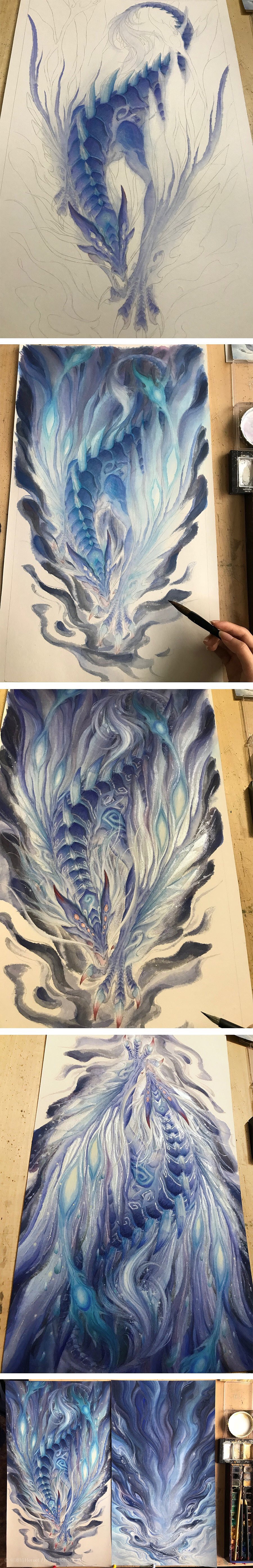 新国画 |《太古妖皇诀》游戏手绘水墨画国风主视觉海报