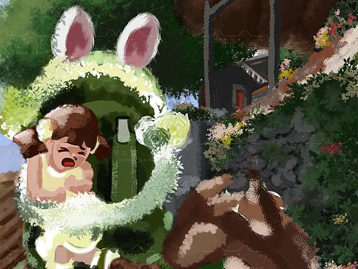 原创插画：吓哭的小女孩