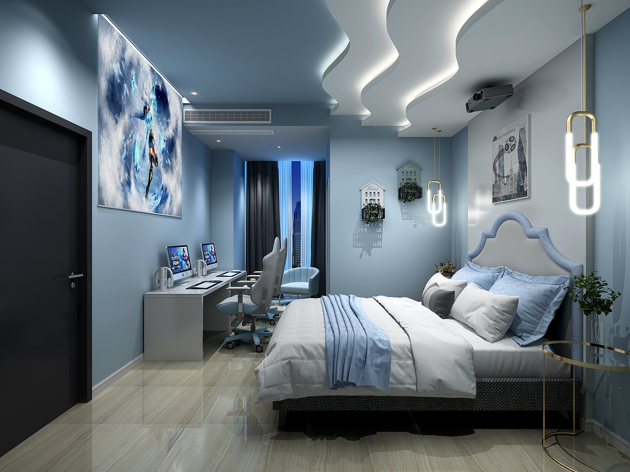 电竞酒店/大厅/客房/装修/设计/效果图/风格