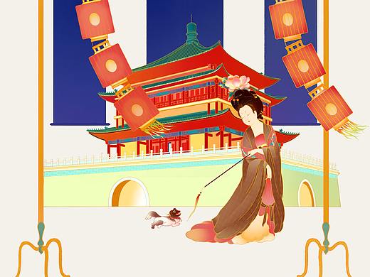 西安钟楼（个人主页-ZNTg0MTg4MDQ=） - 商业插画 - 站酷设计师千灯不爱睡觉原创素材 - 站酷ZCOOL