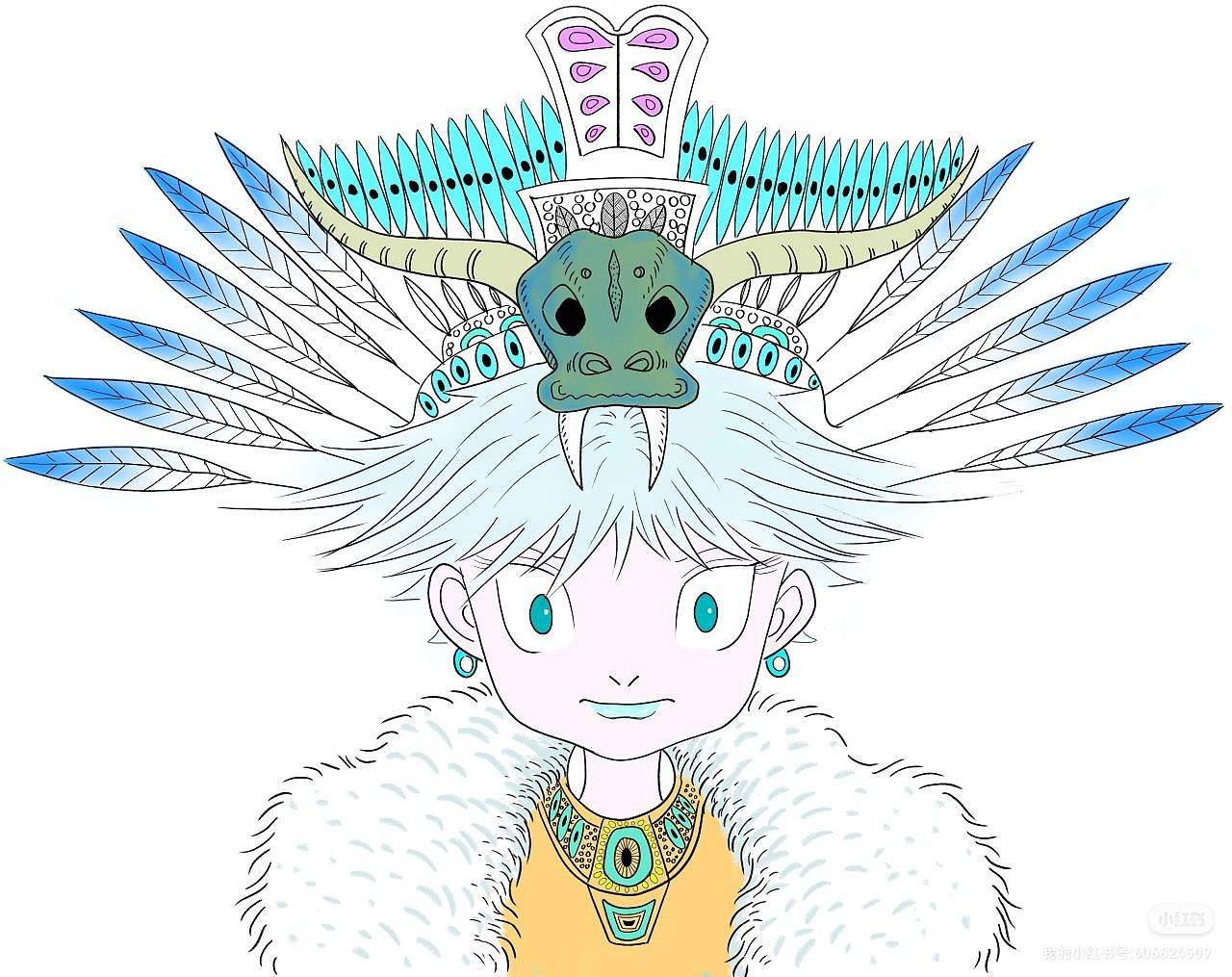 部落少女（图ZMzYwNDM5MjYw） - 艺术插画 - 站酷设计师笑笑彩铅原创素材 - 站酷ZCOOL