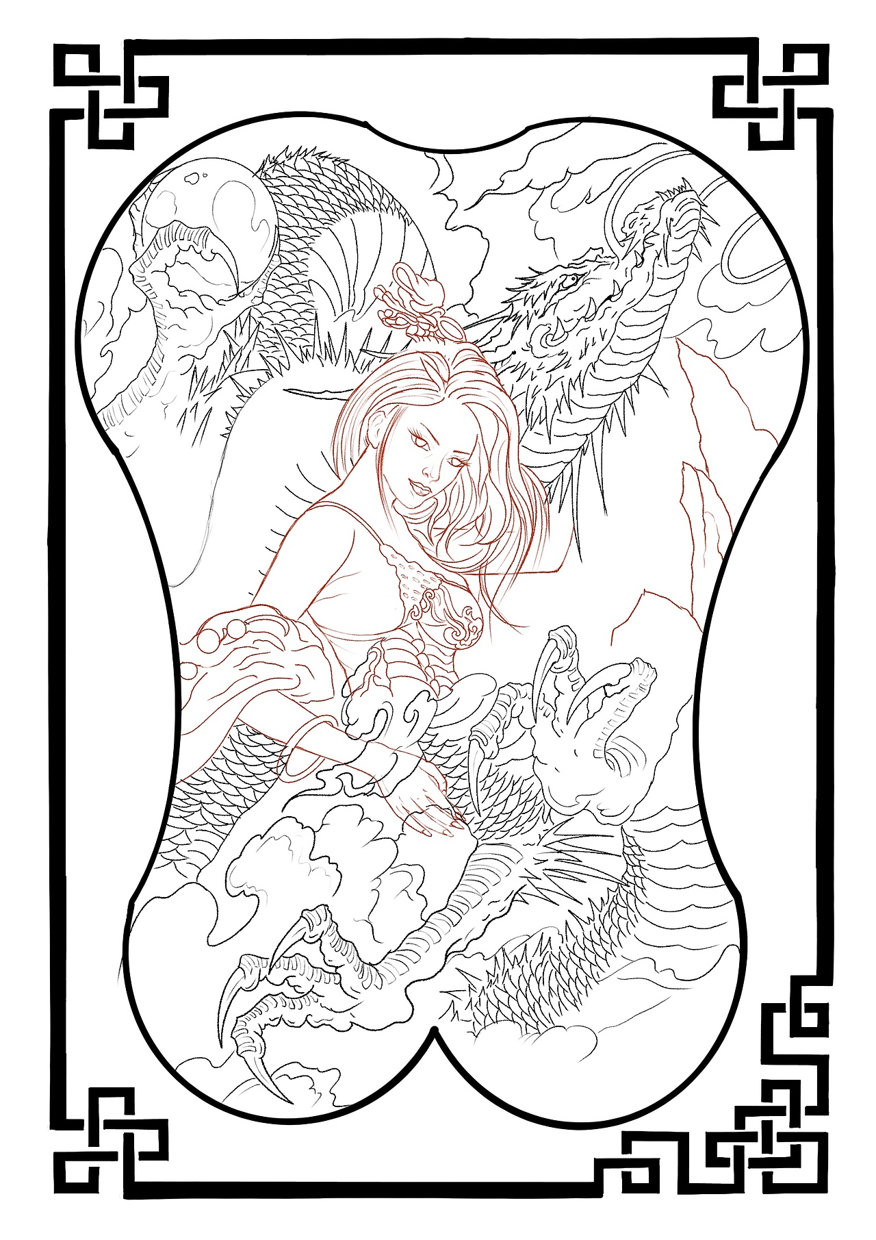 古风艺妓纹身手稿