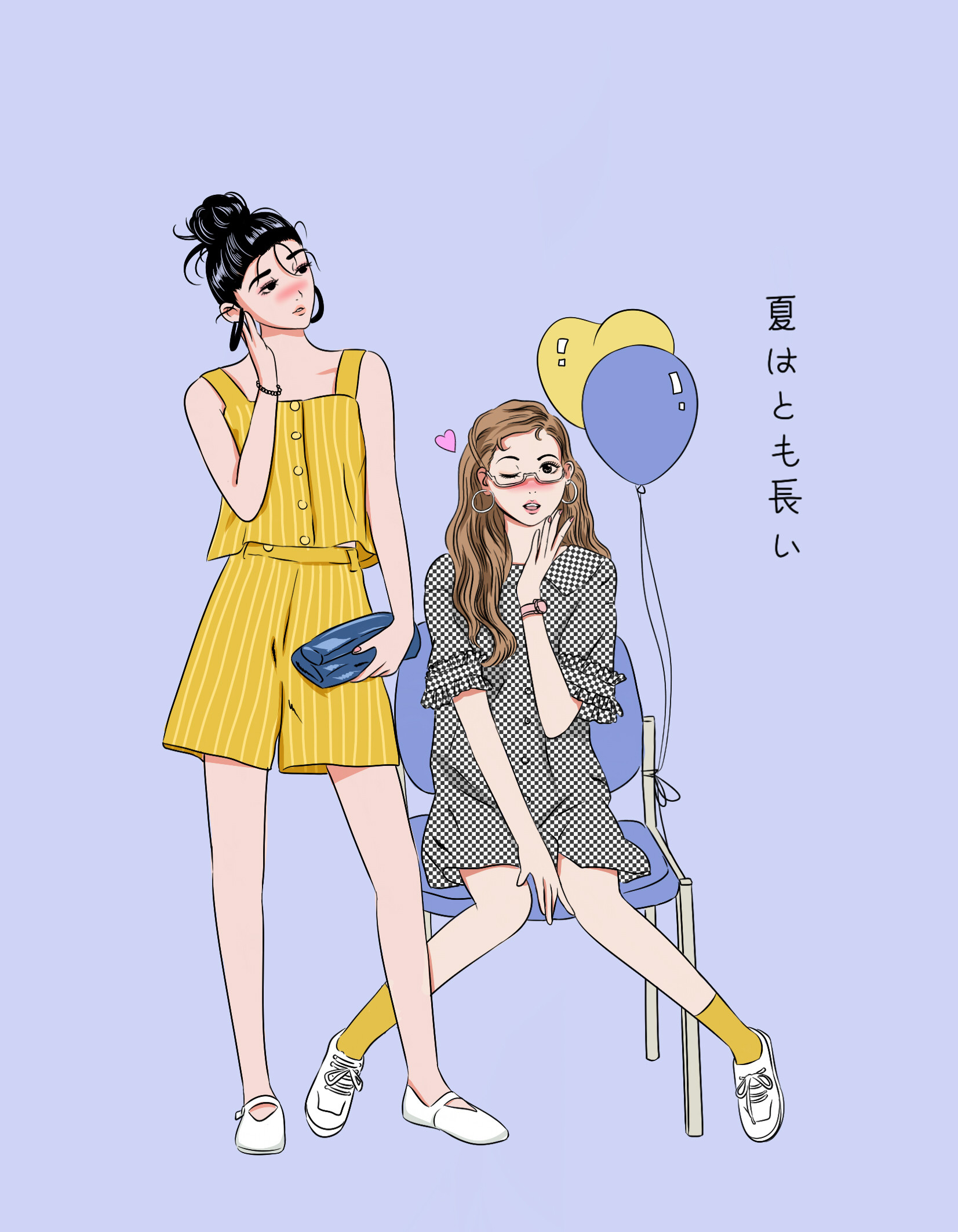 lookbook线描风格的日系复古少女|插画|商业插画|chancepc - 原创作品