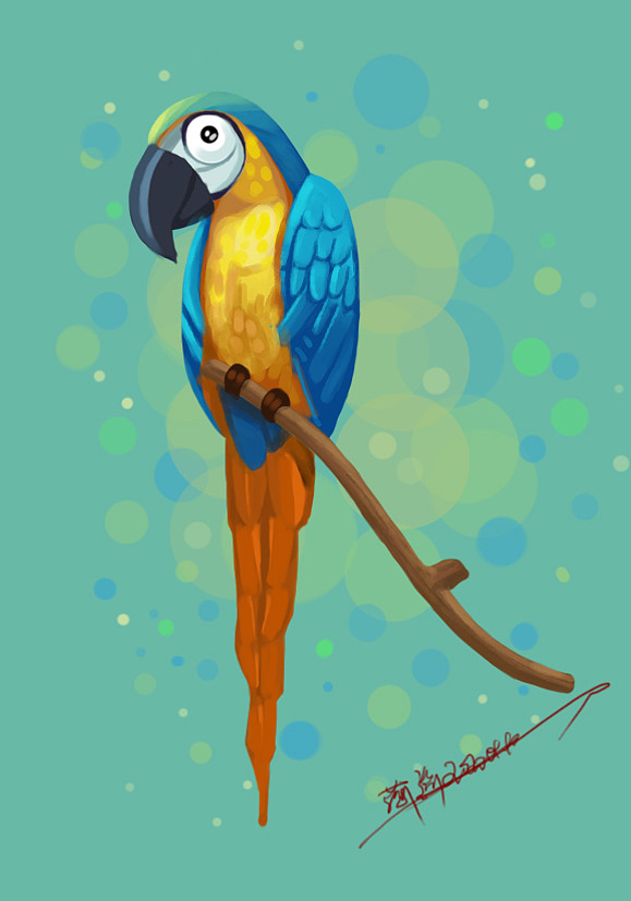 鹦鹉|插画|商业插画|潇遥hyoli - 临摹作品 - 站酷 (zcool)