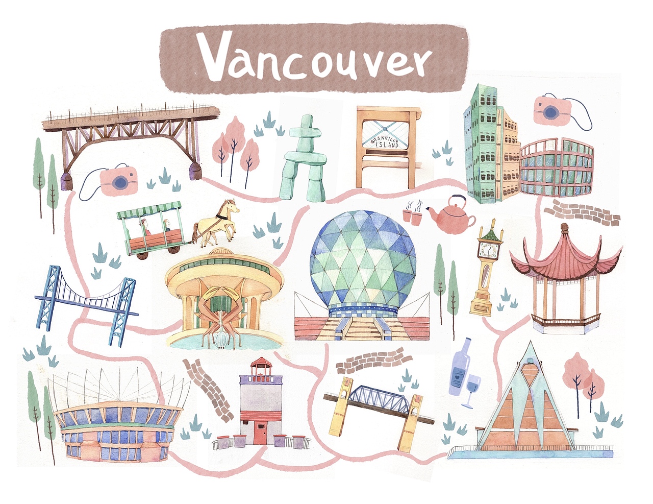 城市地图插画 手绘板绘结合（图ZMjIwOTg5NTI0） - 商业插画 - 站酷设计师丹米原创素材 - 站酷ZCOOL