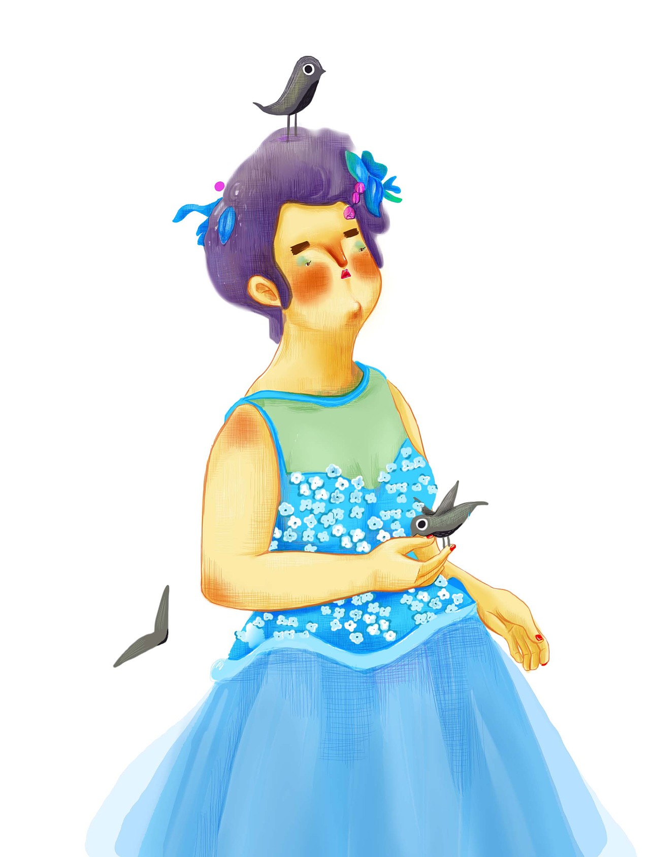 喜欢画胖胖的人,原因是好构图,线条流畅