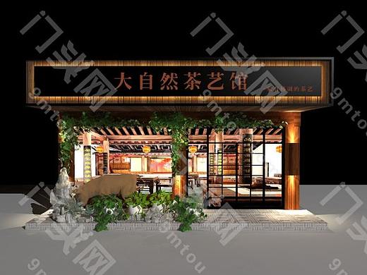 茶馆门头图片_茶馆门头设计素材_最新茶馆门头效果图
