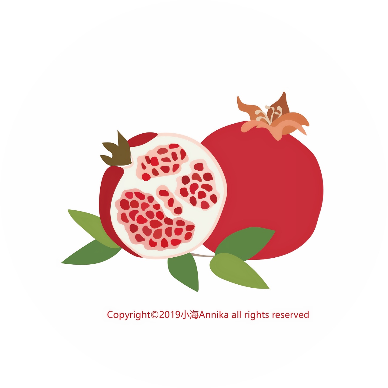 水果盒包装手绘元素(石榴)