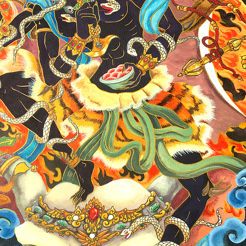 手绘六臂大黑天