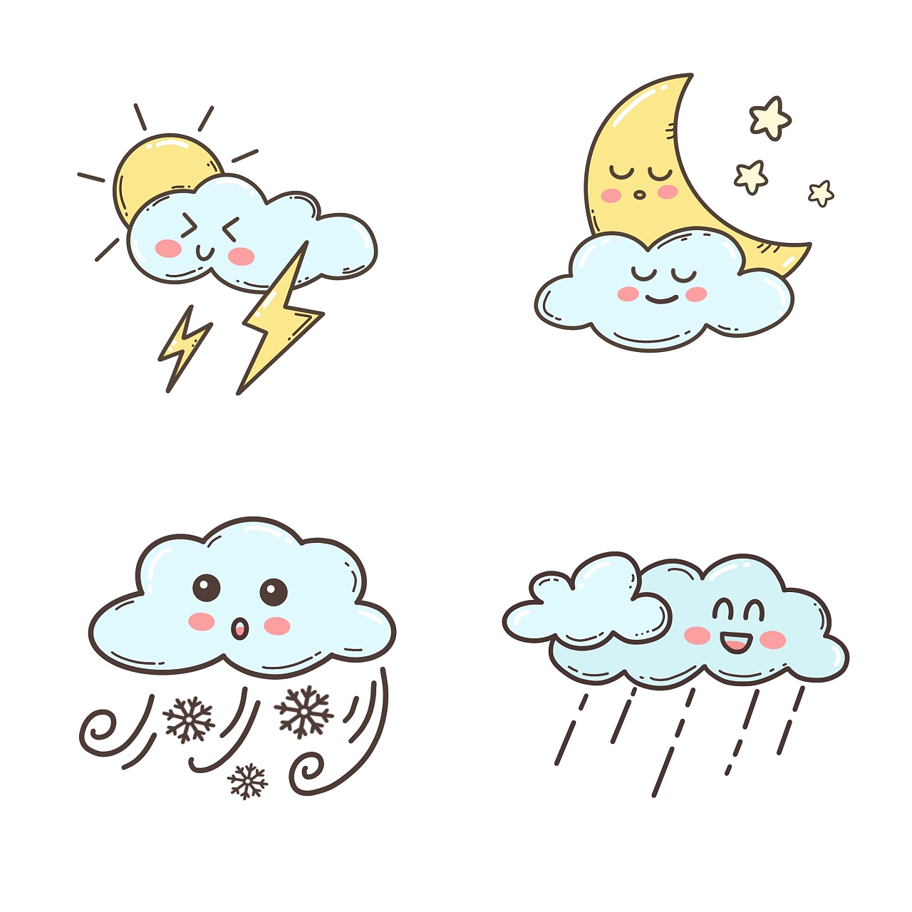 手绘天气表情小元素