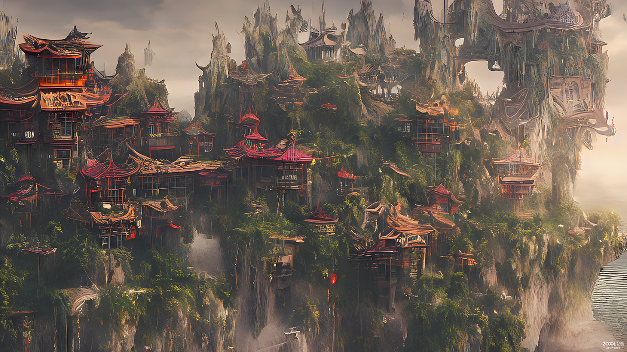 #AI创作实验室#神仙岛（图ZMzIwNTUxNjIw） - AI作品 - 站酷设计师MIAO喵JANELIN原创素材 - 站酷ZCOOL