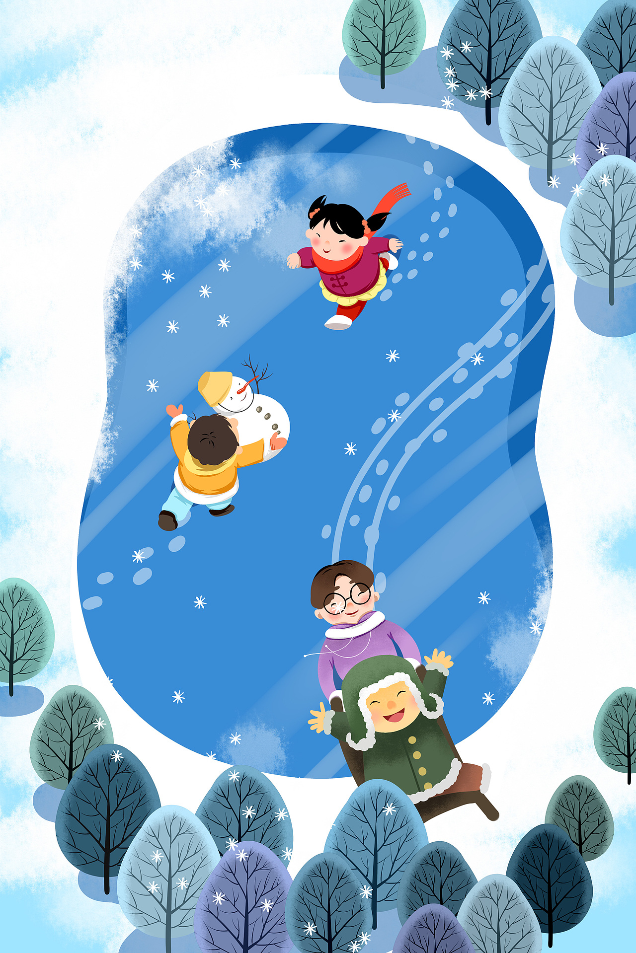 冬天下雪唯美手绘插画（图ZMTU4NjA2MDI4） - 商业插画 - 站酷设计师我们都是素人原创素材 - 站酷ZCOOL