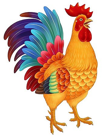 手绘工笔鸡(彩色鸡)