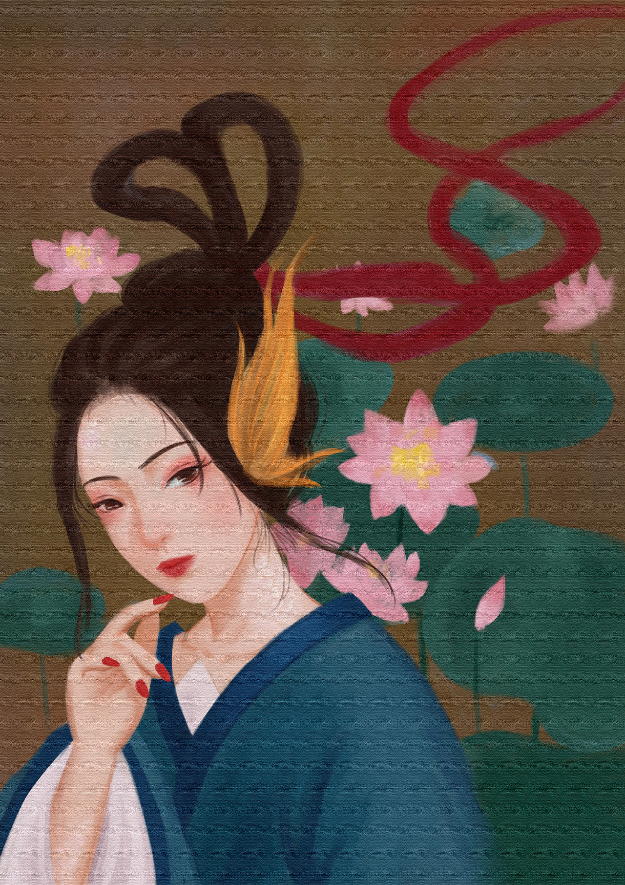 中国的美人鱼鲛人cg插画设计