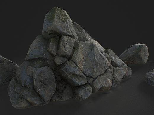山石  个人练习作品 PBR 写实贴图与模型练习