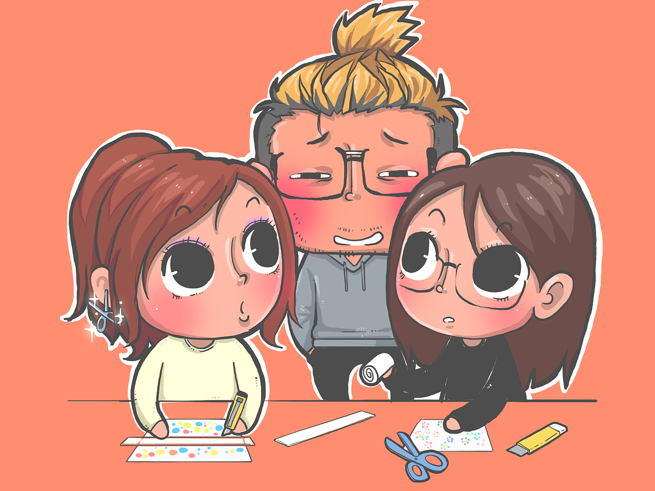 喜爱贴纸的两个小姐姐和我（图ZMjUxMzU0MTg0） - 单幅漫画 - 站酷设计师布布布布布高兴原创素材 - 站酷ZCOOL