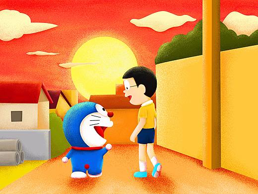 哆啦A梦和大雄（个人主页-ZMjg0NDQyNjA=） - 艺术插画 - 站酷设计师看淡ren是非原创素材 - 站酷ZCOOL