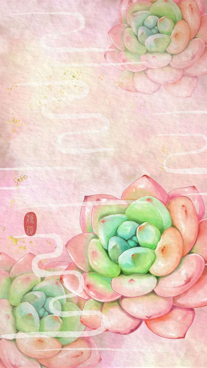 多肉植物壁纸创作（图ZMzUzOTI5MDU2） - 艺术插画 - 站酷设计师魏小俊WEIXIAOJUN原创素材 - 站酷ZCOOL