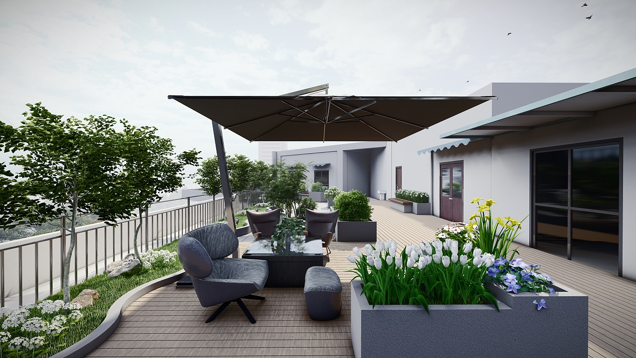 金海岸招商银行露台花园效果图|空间|景观设计|neverrainyday - 原创