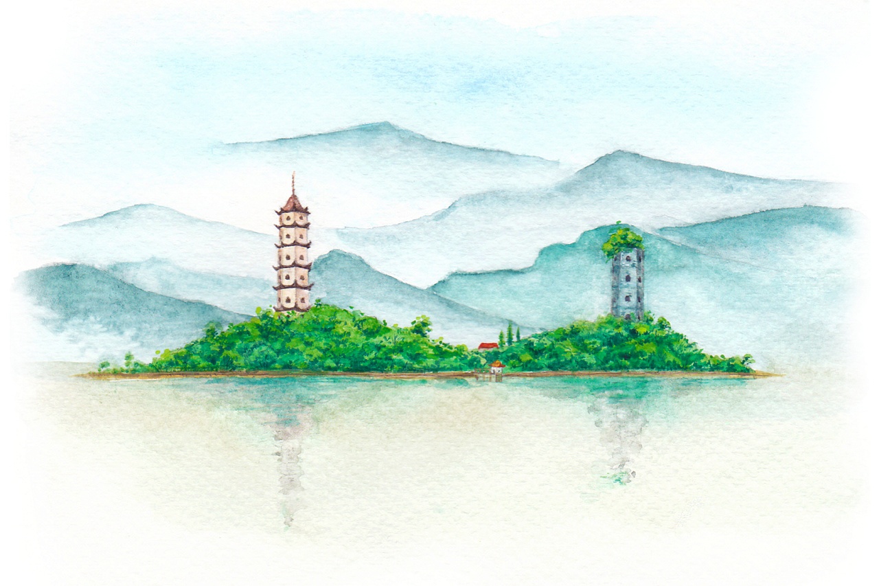 温州江心屿图画图片