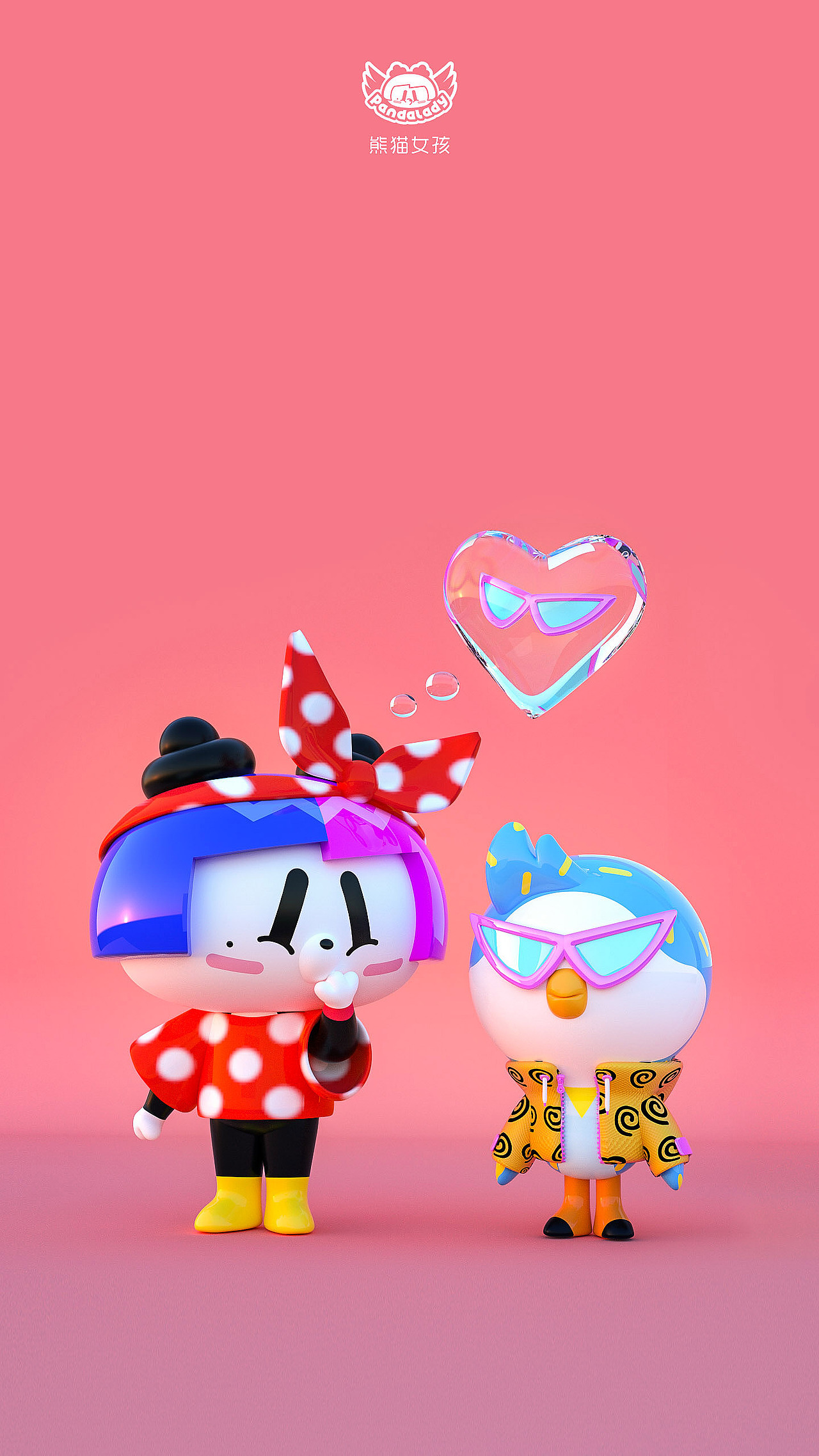 可爱Q萌原创卡通高清壁纸：最新熊猫女孩时尚系列