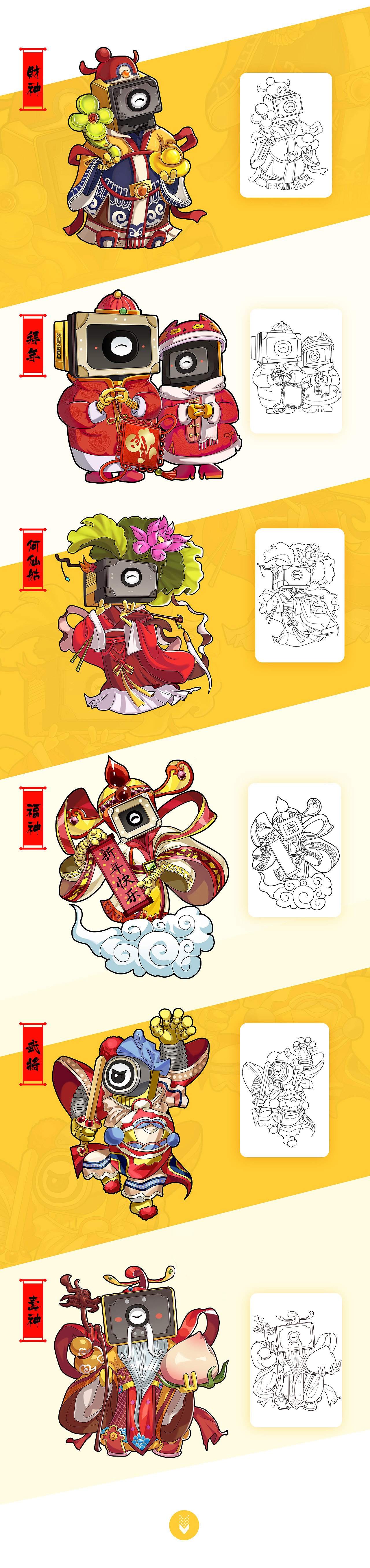 康耐视春节门神卡通形象设计（图ZMTQ1MzgzNDcy） - IP形象 - 站酷设计师deardeerDD原创素材 - 站酷ZCOOL