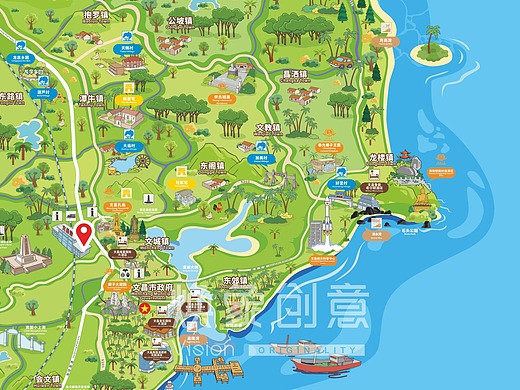 文昌市全域旅游手绘地图