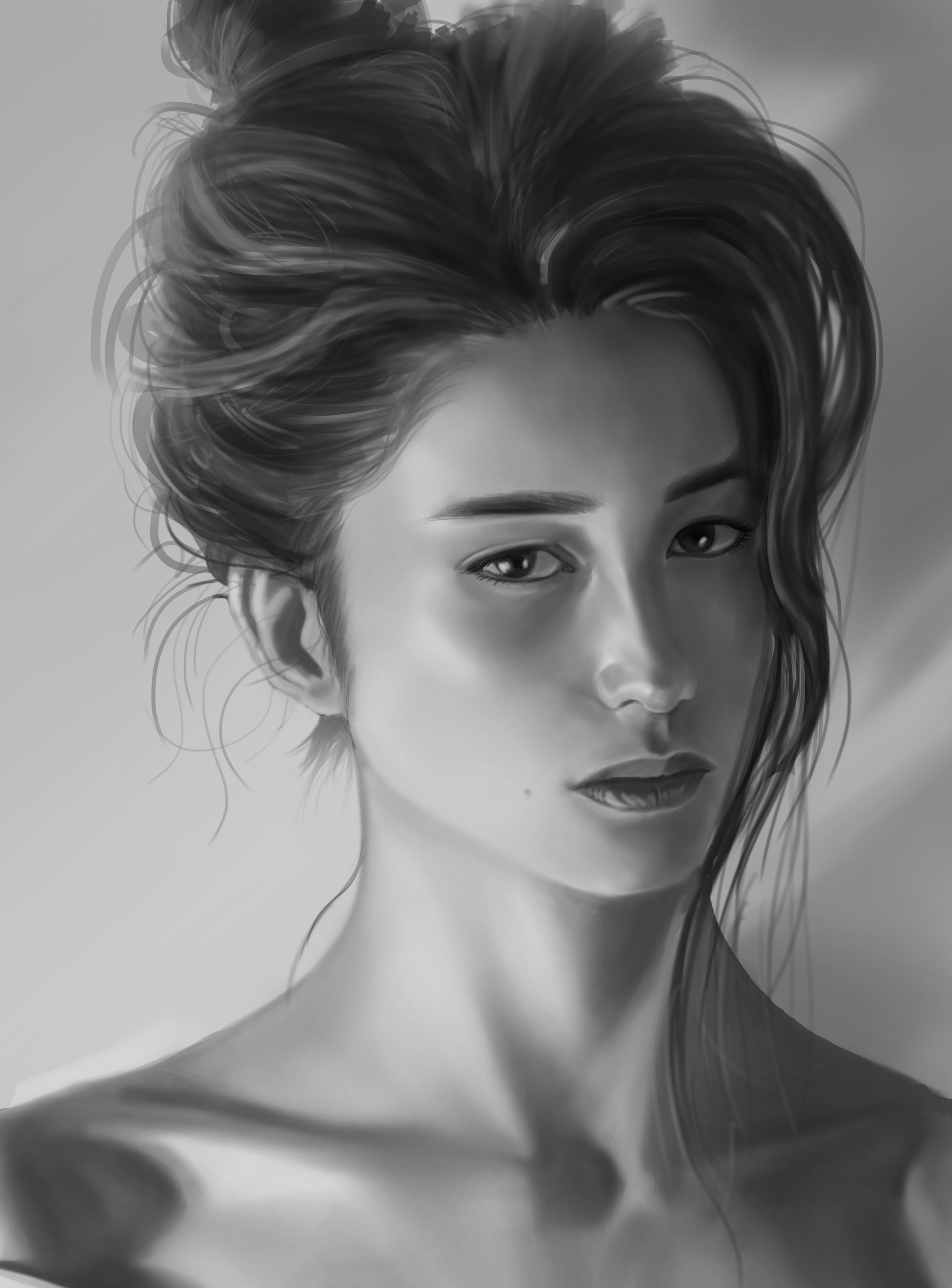 黑白头像临摹,叠色练习