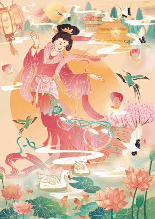 七夕节中秋佳节中国风国潮风装饰插画（图ZMjYzNzQ1ODk2） - 商业插画 - 站酷设计师伊伊插画原创素材 - 站酷ZCOOL