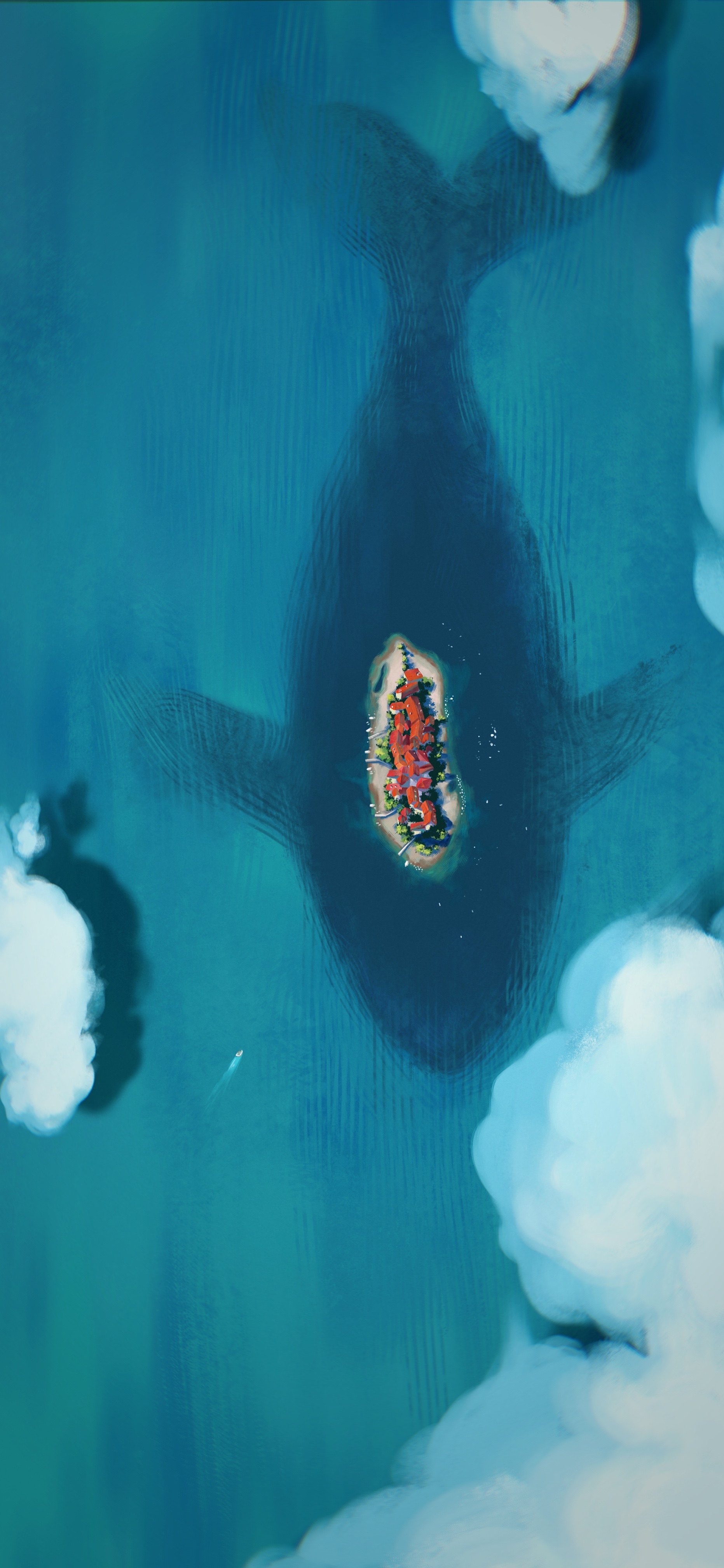 鲸鱼背上的岛图片