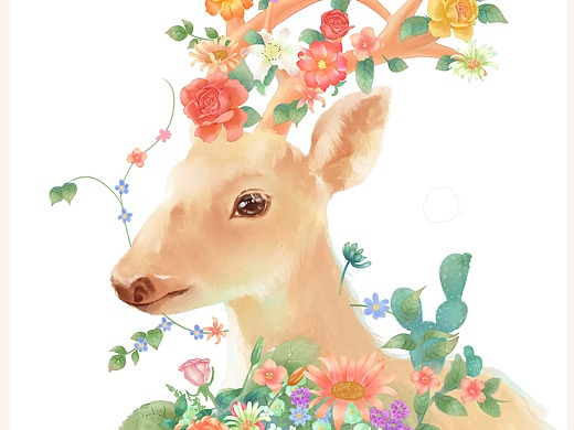 原创手绘鹿