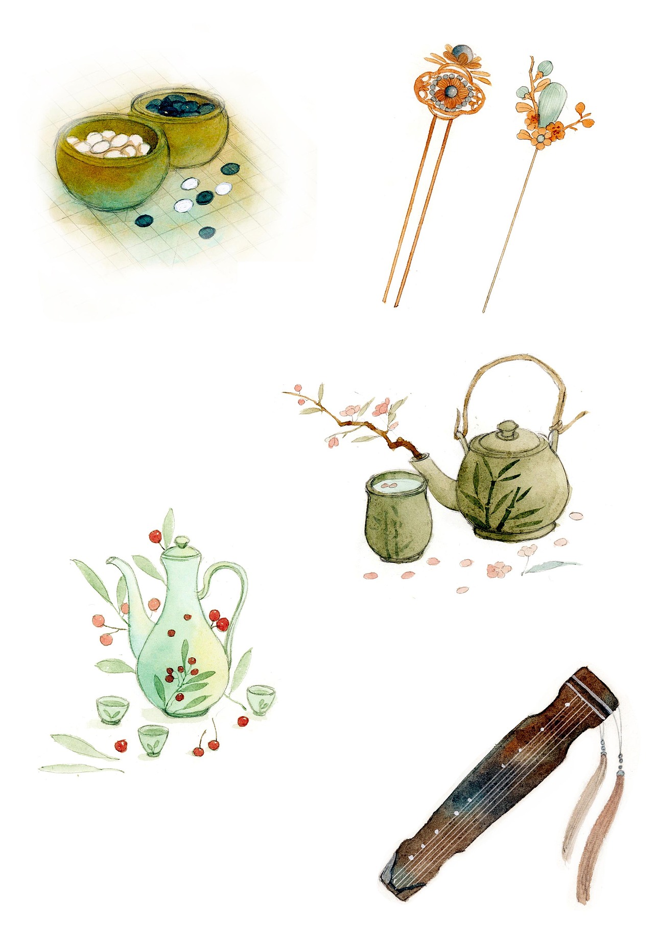 汉服使插画（图ZMjAwNjY0OTI0） - 商业插画 - 站酷设计师瑶背背原创素材 - 站酷ZCOOL