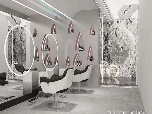 【尺寸设计】星球主体空间理发店设计漫步太空