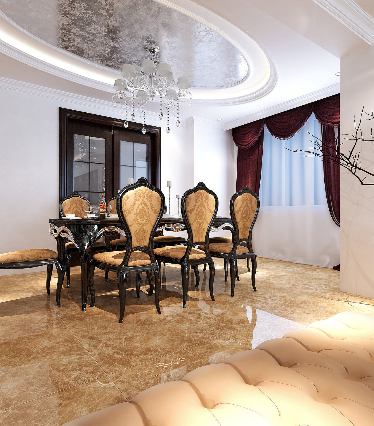 盘锦楚航装饰《霞光府学府院》160平简欧风格装修案例