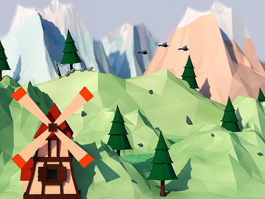 lowpoly风格-山谷场景