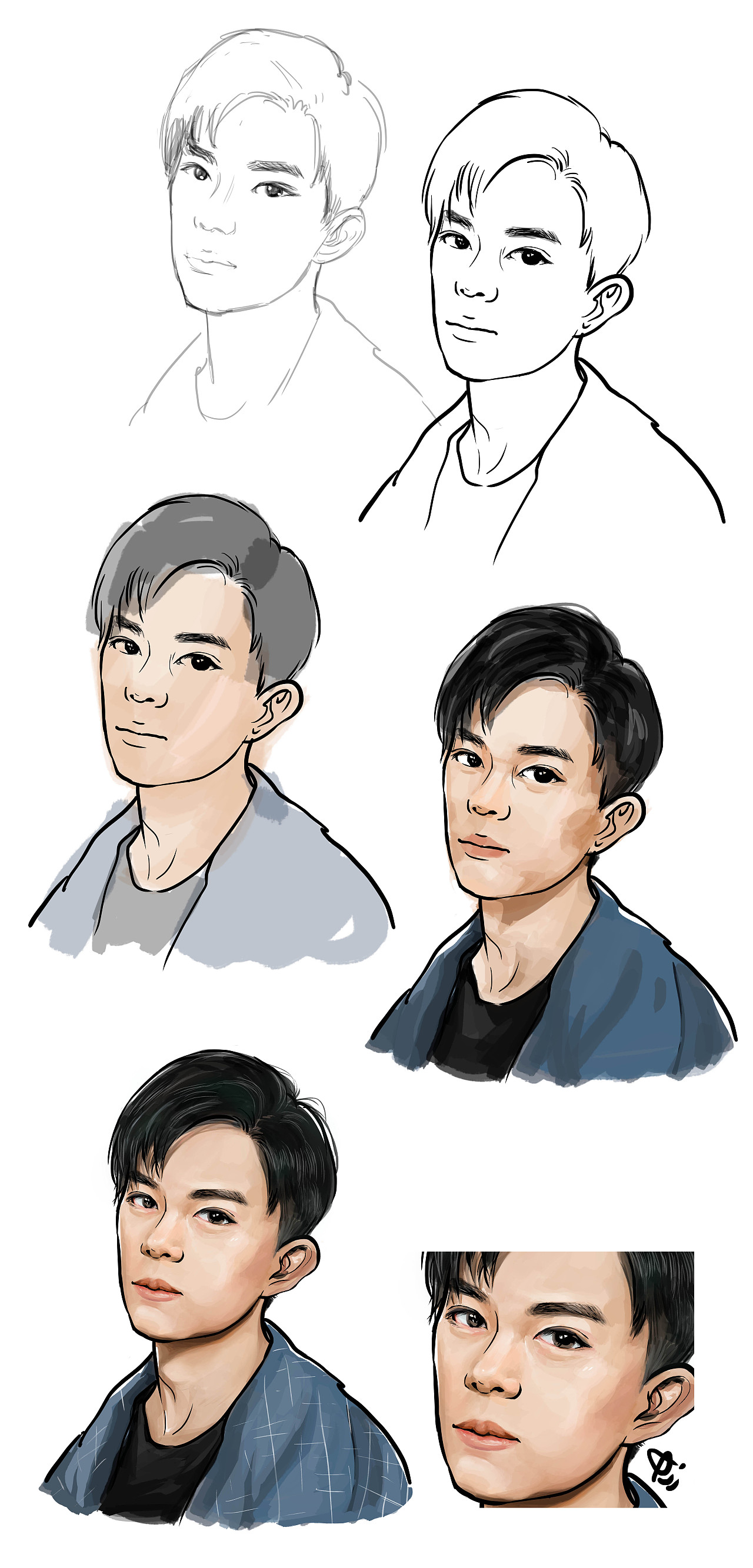 易烊千玺 手绘头像